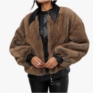 WeWoreWhat Brown Faux Fur Bomber Jacket